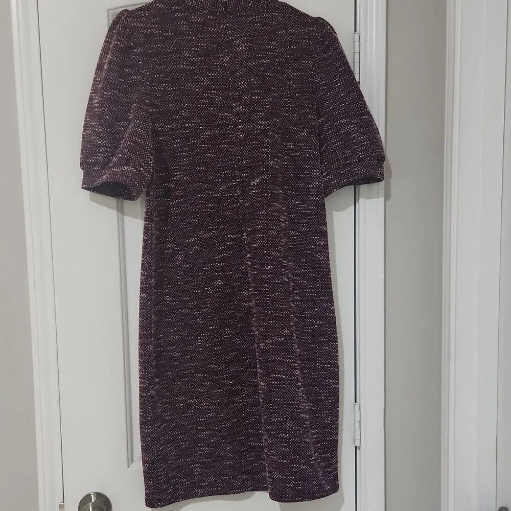 Ann Taylor Factory Tweed Sheath Dress Size 10 Pink Black White Knee Length - Picture 5 of 5